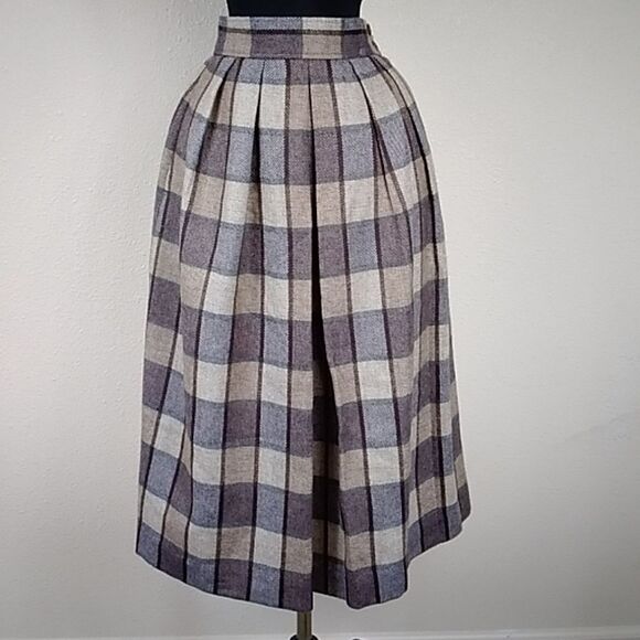 Vestiges Bankers Club Petites Stripes Wool Plaid Women's Skirt Size 4 - Picture 1 of 13